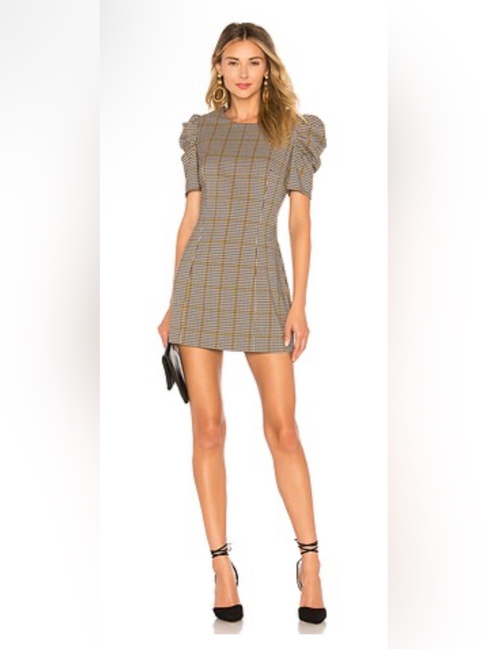 Amanda Uprichard Puff Sleeve Mini Dress Westwick Plaid Size Small NEW